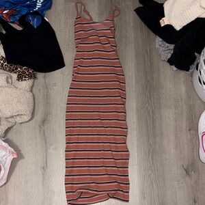wild fable Rust and Navy Striped Ribbed Maxi Dress